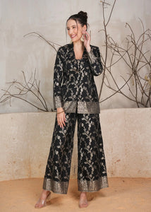 Black Chanderi 3 Piece Coord Set