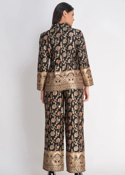 PREORDER - Black Brocade Pant Suit